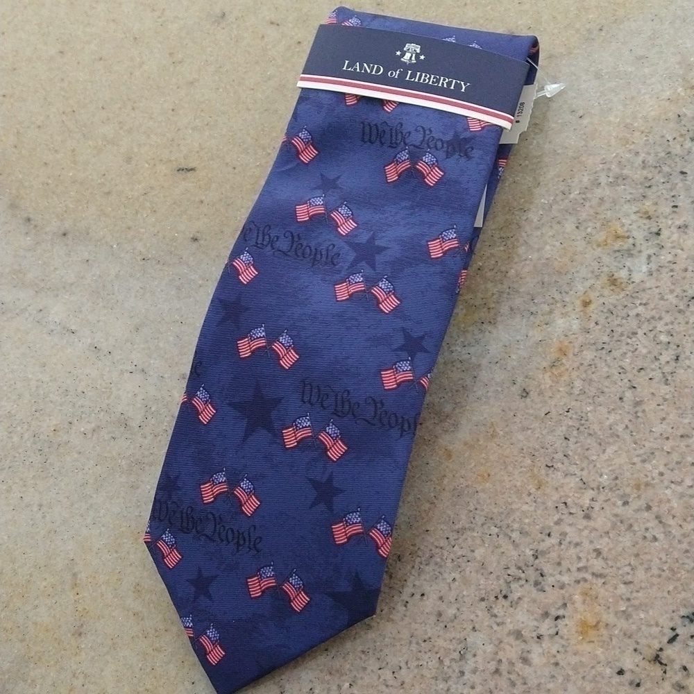 Patriotic men's flag Stars and stripes we the people land of liberty tie